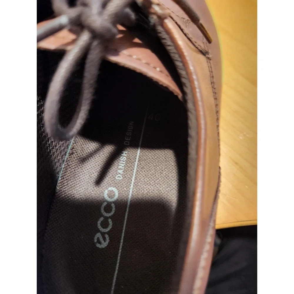 ECCO Men's Leather Derby Shoes – Brown – Size EU 40 /‎ US 6–6.5 – Danish Design